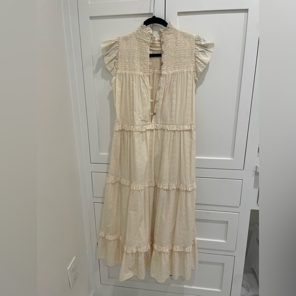 Cleobella Linda Midi Eyelet Smocked Dress in Cream S, EUC - Picture 8 of 9